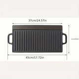 1pc, Non Stick Grill Pan, Cast Iron Griddle, Double Sided Baking Cooking Tray, Flat Top Griddle For Stovetop, Barbecue Plate
