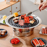 13-Inch Korean BBQ Multifunctional Charcoal Barbecue Round Camping Stove Tabletop Grill with Grilled Net