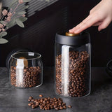 1pc Coffee Bean Saving Jar, Food Grade Glass Bottle Storage Jar, Cereal Miscellaneous Food Storage Bottle