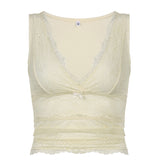 Women's Fashion Solid Color Broadband Lace Bow Vest