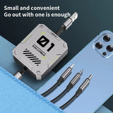 3 in 1 Multi Retractable USB Phone 60w Fast Charging and Data Cable for Lighing/Android/Type-C Devices