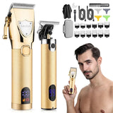LM-2033 Resuxi Cordless Professional Trimmer All Metal Body Low Noise Electric Hair Clipper 2 in 1 Set with Travel Bag for Men