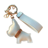 Cute Dog Keychain Leather Puppy Key Chain Charm Multifunctional Bulldog Bag Pendant for Car Keys Decoration