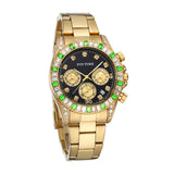 PINTIME Business Men's Watch Iced Out Diamond Stainless Steel Strap Luxury Color Quartz Wristwatch Waterproof Relogios Masculino