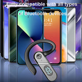 Bone Conduction Bluetooth 5.2 Wireless Headset Business Sports Earpiece with Mic Handsfree Earphones LED Display Earbuds