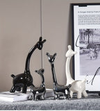 4pcs/set Cute Abstract Deer Ornament, Ceramic Statue Art Craft, For Bookshelf Home Living Room Office Cafe Decor, Room Tabletop Display Entryway Decor, Winter Christmas New Year Decor