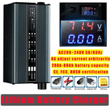 Iron Phosphate Style -- 8A Lithium Battery Charger LED Display 16s/20s/24s Fast Chargers 72v/60v/48v Charge-r