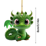 Christmas Tree 2D Cute Green Dinosaur Ornaments Acrylic Winter Festival Animal Car Pendant For Balcony