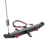 Metal Rear Bumper with LED Light Antenna Tail Hook for 1:10 RC Crawler Car TRX4 Axial SCX10 90046