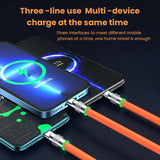 3 in 1 120W 6A Fast Type C Micro Samsung Huawei Xiaomi Phone Charger USB for iPhone Charging Cable
