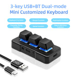 3-key One Handed nical ro Progammable USB+2.4G Wireless+BT 3 Mode Backlit Keyboard for PC Gaming Office Work