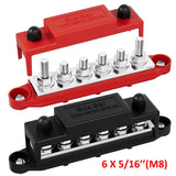 DaierTek 275A 12V Power Distribution Block Car Audio Busbar 6 x 5/16" (M8) Terminal Stud Positive Ground Battery Bus Bar