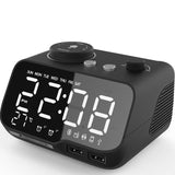 Music Bluetooth Speaker Snooze Digital FM Radio Table Alarm 1A+2A Clock USB Charger TF Player for iPhone Android