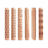 6 PCS Clay Rolling Pin Textured Hand Roller Wooden Handle Pottery Tools Set Durable Easy To Use