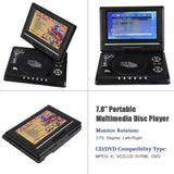 7.8 Inch 16:9 Widescreen 270° Rotatable LCD Screen Home Car TV DVD Player Portable VCD MP3 Viewer with Game Function