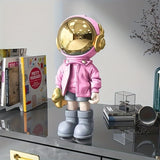 1pc Pink Astronaut Ornament, Resin Statue Art Craft, For Home Living Room Office Cafe Decor, Room Tabletop Display Entryway Decor, Winter Christmas New Year Decor