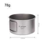 Titanium Folding Handle Camping Bowl Dinner Food Container Outdoor Pan With Handles And Lid Secure Hold Picnics