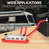 DaierTek Bus Bar 12V Power Distribution with Cover 5 x 1/4" Studs Terminal Block Max 150A 48VDC Positive Negative for Auto