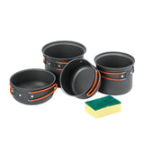 Outdoor Camping 4 in 1 Picnic Pot 2-3 Person Camping Pot Sets Portable Hiking Cookware Picnic Pot Pan Set