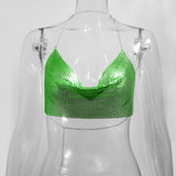 Sequined Personalized Metal Strap Top