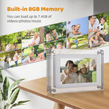 5 Inch Acrylic Digital Photo Frame with Photo/ Music/ Video Player Auto Rotation Functions Built-in Battery for Friends Families