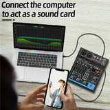 M4 4 Channel Bluetooth Mini Audio Mixer Sound Card DJ 16 Digital Effects Noise Reduction Console USB Recording For Singing Video