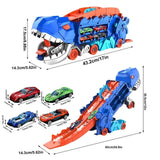 Toy Set Cool Swallowing Transforming Dinosaur Track with 4 Alloy Car Children's Gift