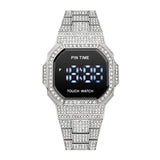 PINTIME Men Diamond Watch Top Brand Luxury Shing Iced Out Watches For Men Fashion Stainless Steel Band Men's Wristwatch