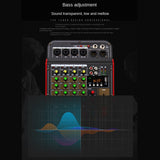 Digital 4 Channel Audio Mixer Bluetooth Mixer Console Built-In Phantom Supply With Audio System For Studio Recording
