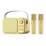 Portable RGB LED Light Karaoke With 1-2 Wireless Microphones 7 types Voice Effects Bluetooth Speaker System HIFI Stereo Surround