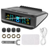 Tire Pressure Monitoring System Wireless Solar Power 4 Sensors Car TPMS Safety Alarm Digital Display Tyre Tester Accessories