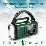 Solar-Powered Emergency Hand Crank Radio with AM/FM/NOAA Weather, SOS, LED Torch & Reading Lamp