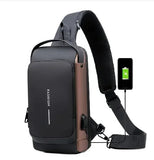 Multifunction Patent Leather Cycg Chest Waterproof Crossbody Anti-theft Travel Bag Male USB Charging Pack