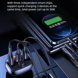 50W Car MP3 Bluetooth 5.0 FM Transmitter 3 Ports Fast Charger Digital Display Wireless Modulator USB Car Kit