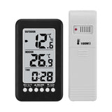 LCD ℃/℉ Digital Wireless Indoor/Outdoor Thermometer Clock Temperature Meter With Transmitter