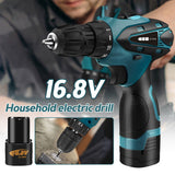 16.8V lithium-ion Battery Cordless screwdriver Electric drill Set hole electrical Screwdriver hand driver Wrench power tools