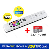 WiFi iSCAN Wireless Mini Portable A4 Document Scanner with 32G TF Card Images JPG PDF Formate Reader Pen 1050 dpi USB Wired