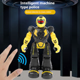 Intelligent mechanical combat police early education robot, children's remote-controlled electric robot toy