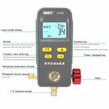 Digital Refrigeration Gauge Set Vacuum Pressure Manifold Meter HVAC Temperature Tester For R134a