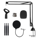 Microphone Stand Suspension Boom Scissor Arm Stands With 3/8-5/8 Screw Table Mounting Clamp Filter / Clip Holder
