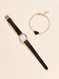 Square Plate Leather Belt Artistic Retro Women's Watch