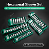 10Pcs Hex Set 1/4" 3/8" 1/2" 5/6/7/8/9/10/11/12/13/14/15/16/17/19/22mm Anti-rust Mirror Ratchet Wrench Socket Head