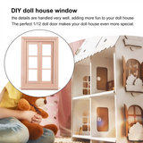 1:12 Dollhouse Miniature Wooden 6 Pane Frame and Glass Plate House Diy Double Window Accessories for Doll