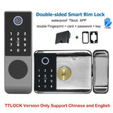 IP65 Waterproof TTLock Fingerprint Smart Door Lock Outdoor Gate Bluetooth Password 13.56MHz IC Card Deadbolt+nical Key