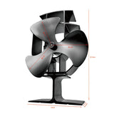 Wood Stove Fan Small Designed Fireplace Fans 4 Blades Heat Powered Fireplace Fans For Wood/Log Burner/Fireplace Black TP2001-3