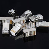 100Pcs CAT5E Pass Through RJ45 Modular Plug Network Connectors UTP 3/50Μ Gold-Plated 8P8C Crimp End For Ethernet Cable