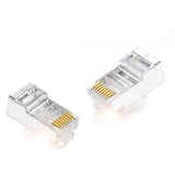 100Pcs CAT5E Pass Through RJ45 Modular Plug Network Connectors UTP 3/50Μ Gold-Plated 8P8C Crimp End For Ethernet Cable