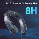 Portable Neck Ice Cube USB Handheld Mute LED Digital Display Leafless Mini Electric Fan Colorful Atmosphere Lights
