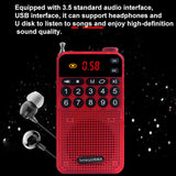 Portable Pocket Radio Mini Bluetooth 5.0 Speaker Support Recording U Disk TF Card Headphone Stereo Music Player with Flashlight