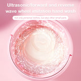 Mini Portable Ultrasonic Turbine Washing Machine Foldable Bucket Laundry Clothes Washer Cleaner for Home Travel